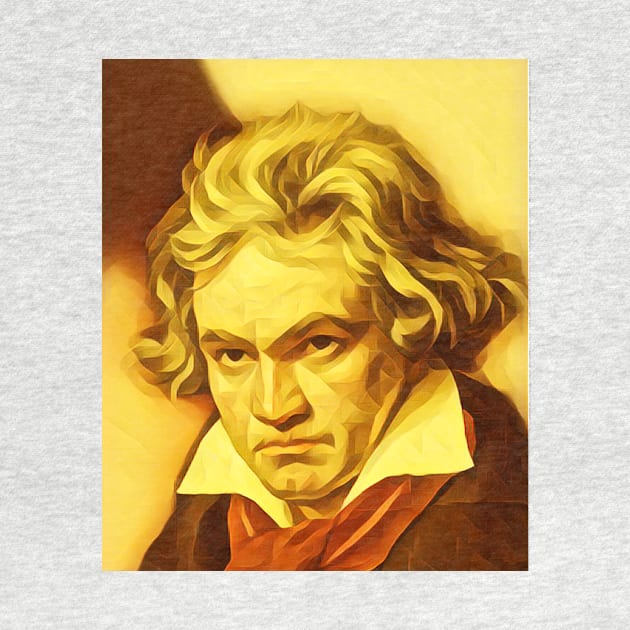 Ludwig van Beethoven Golden Colourful Portrait | Ludwig van Beethoven Artwork 8 by JustLit